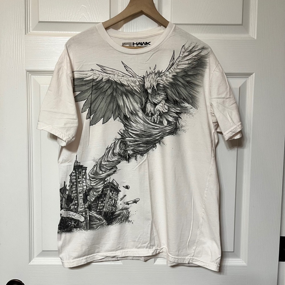 Tony Hawk T Shirt Mens XL Graphic Print Tornado Eagle Skater White Cotton